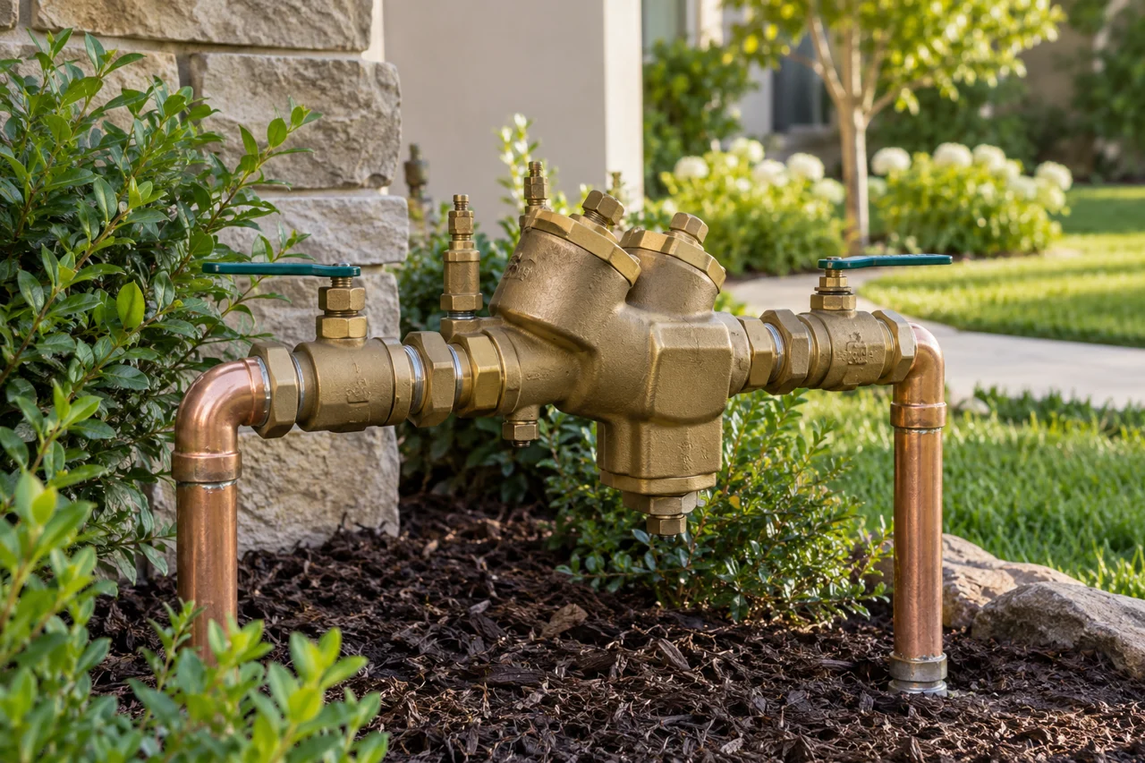 Outdoor irrigation backflow prevention assembly